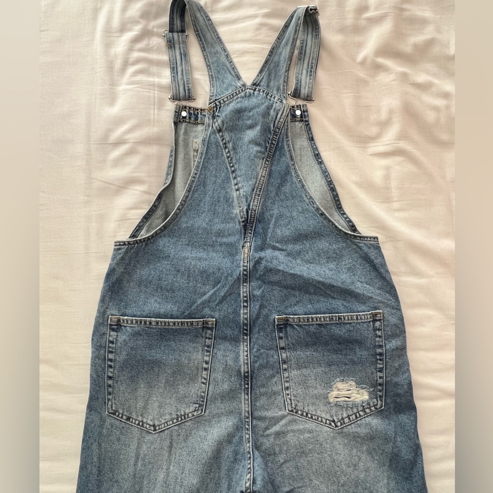 H&M - Denim Distressed Overalls - Picture 3 of 5